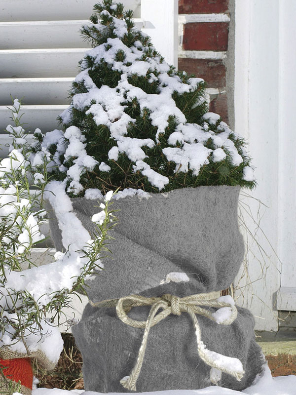 Jute-Filz Winterschutzmatte als Topfschutz